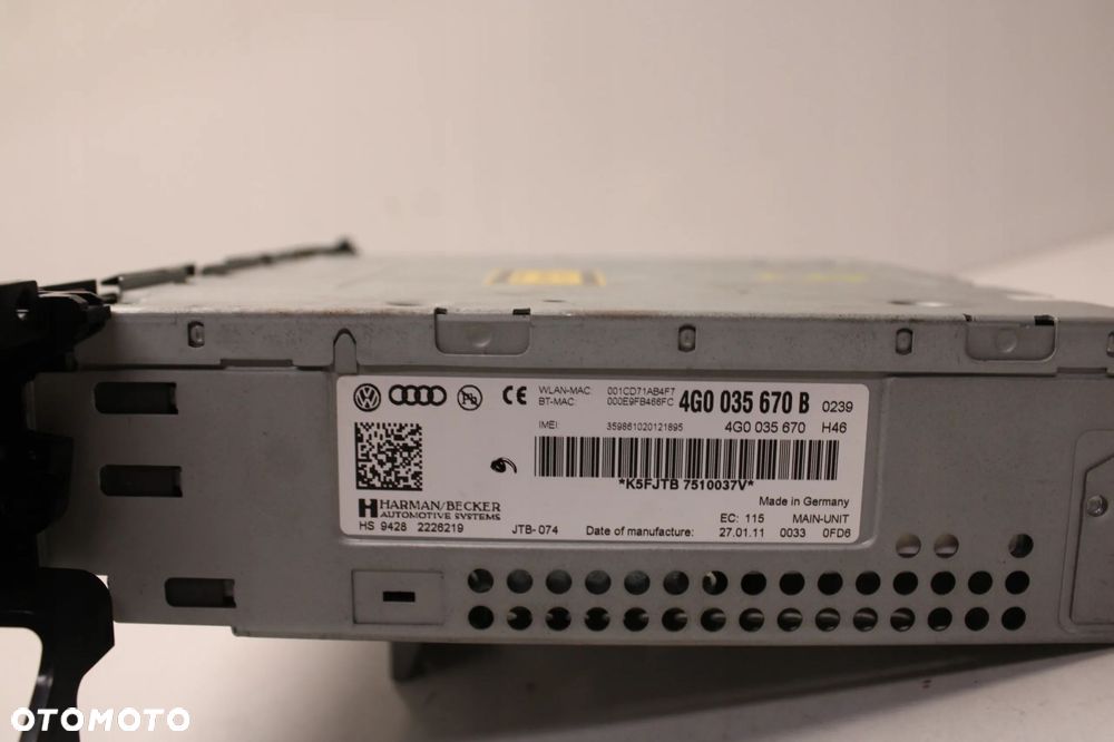 AUDI A7 C7 4G 10R- RADIO RADIOODTWARZACZ NAWIGACJA CZYTNIK PANEL 4G0035670B - 9