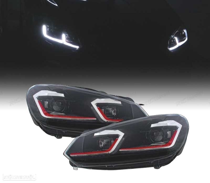 FARÓIS VOLKSWAGEN VW GOLF 6 08-13 LOOK GTI GOLF 7 INDICADORES LEDS DINÂMICOS - 1