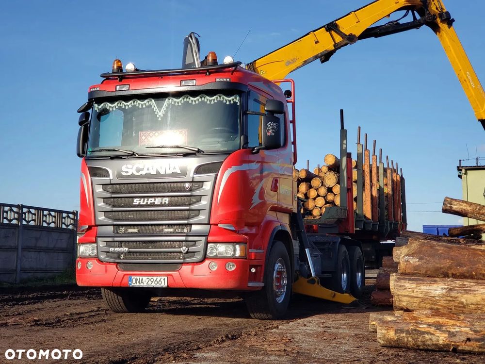 Scania R580 V8 2016r Scania R560 V8 2014r Scania R500 V8 2013r do drewna drzewa lasu dłużycy kłody dźwig epsilon loglift wózek doll huttner przyczepa do transportu drewna - 19