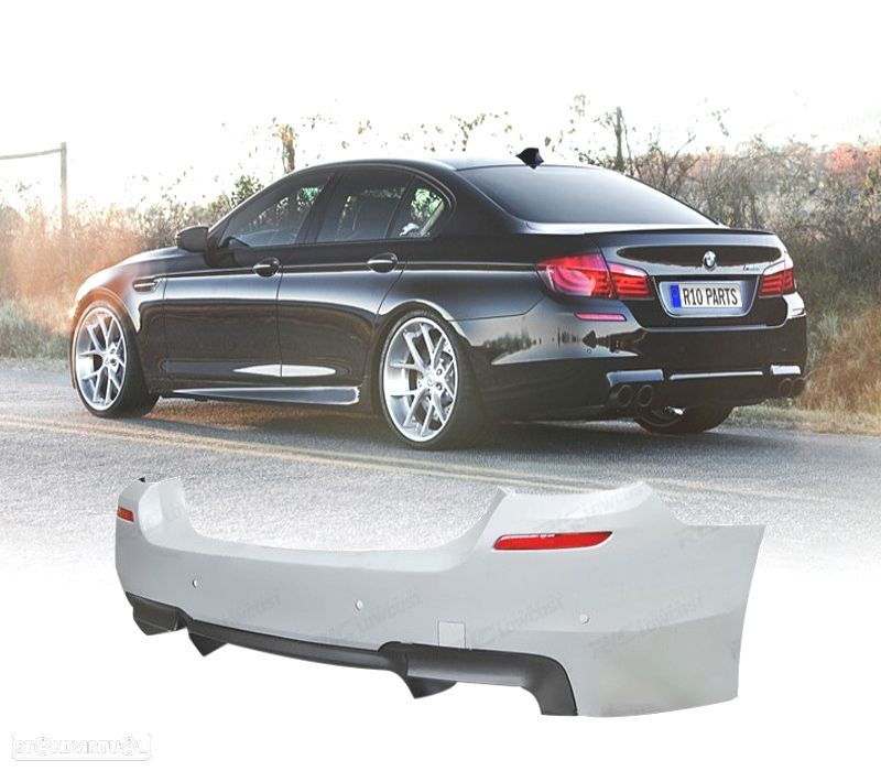 PARA-CHOQUES TRASEIRO BMW F10 10-17 LOOK M5 PDC + DUPLA SAIDA - 1