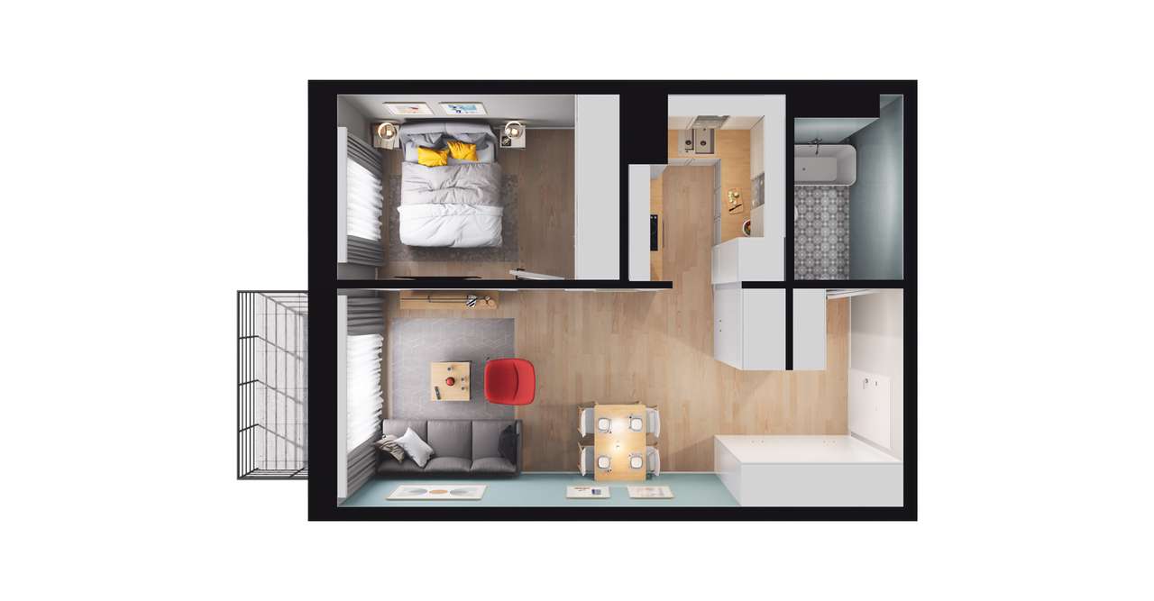 1-pokojowe mieszkanie 32m2 + balkon Bez Prowizji - Pełny obrazek: 3/7
