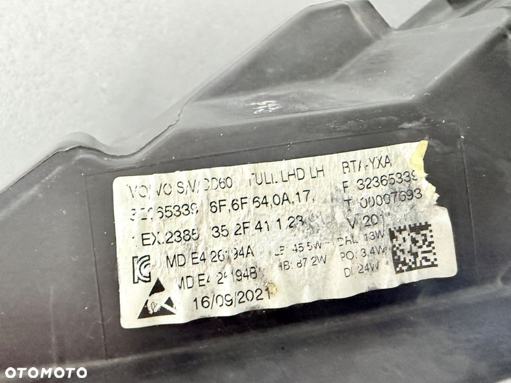 Reflektor Przód strona lewa Volvo S60 V60 II FULL LED 32365339 - 5