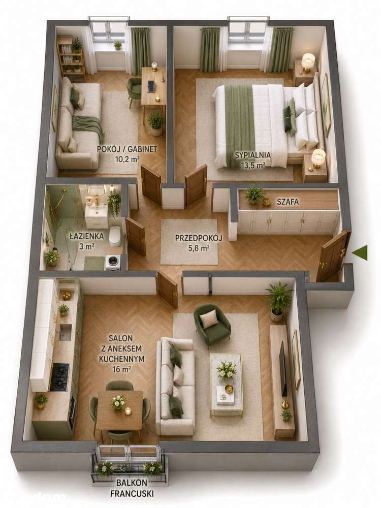 2 pokoje w cegle I 48,5 m2 I do remontu I 1 piętro