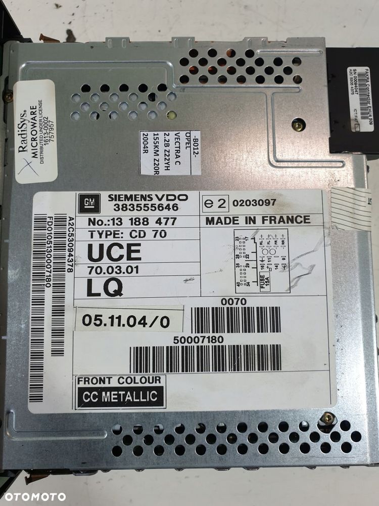 radio cd70 13188477 opel vectra c signum kod eu - 10