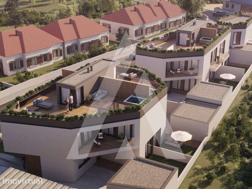 Moradias T4 geminadas, com terraço ajardinado com jacuzzi, a apenas... - Grande imagem: 3/29