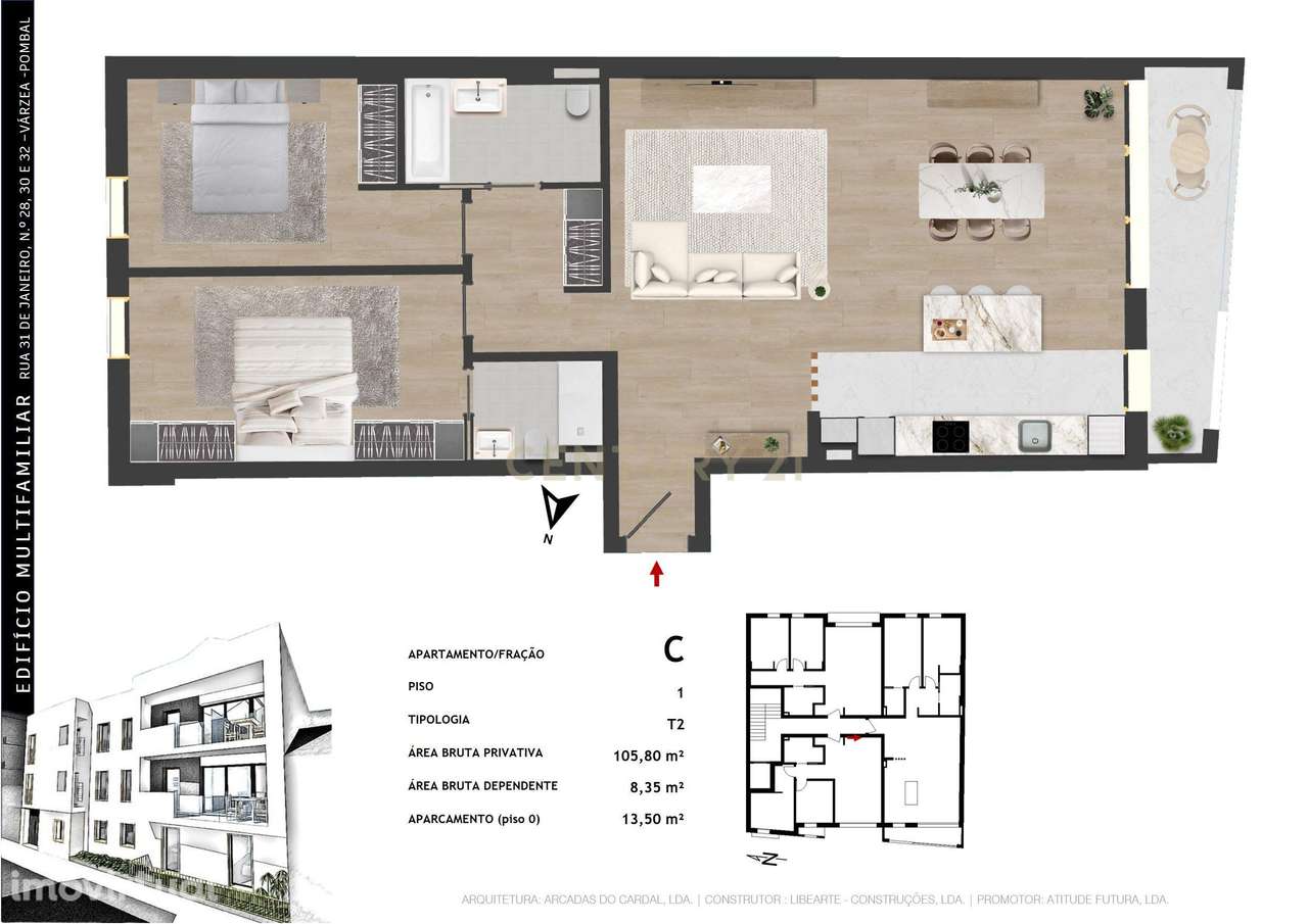 Apartamento Novo T2 em Pombal com Garagem e Acessibilidade - Grande imagem: 2/10