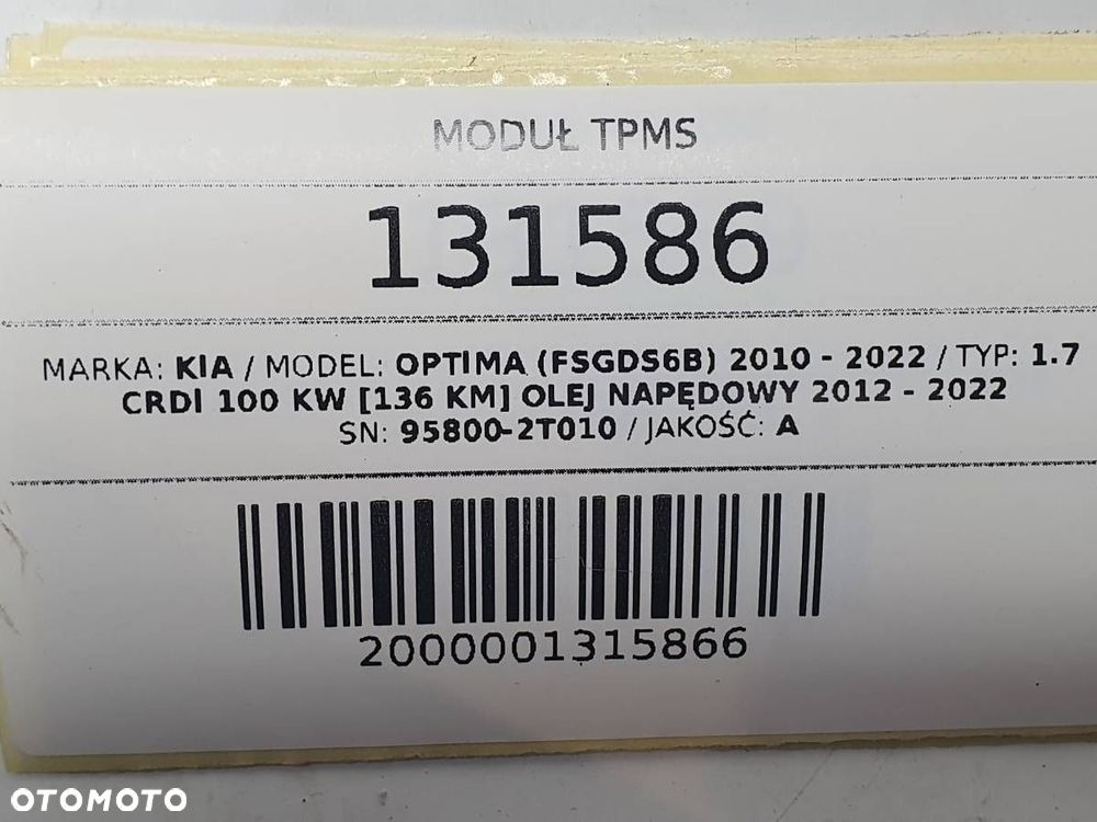 MODUŁ TPMS KIA OPTIMA III 3 95800-2T010 EUROPA - 5