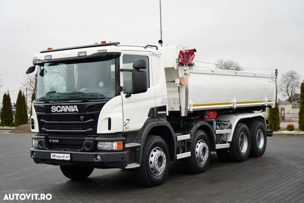 Scania P 410 / 8x4 / BASCULATOR 2 LATERAL / HIDRODOXIE LATERALĂ / BORDMATIC / OPTICRUISE / ANVELOPE 100% / EURO 6 - 9