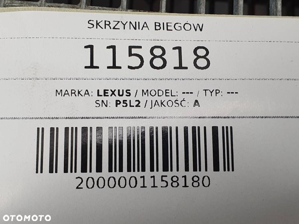 SKRZYNIA BIEGÓW AUTOMATYCZNA LEXUS RX450H 262 P5L2 - 11