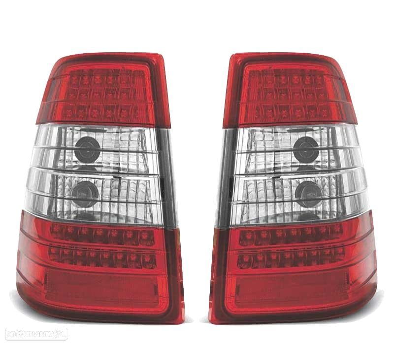 FAROLINS TRASEIROS LED MERCEDES E W124 KOMBI 85-95 VERMELHO CROMADO - 1