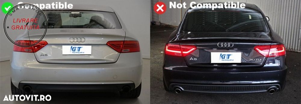 Difuzor Bara Spate cu Ornamente Evacuare Audi A5 8T Sportback Facelift (2012-2015)- livrare gratuita - 7