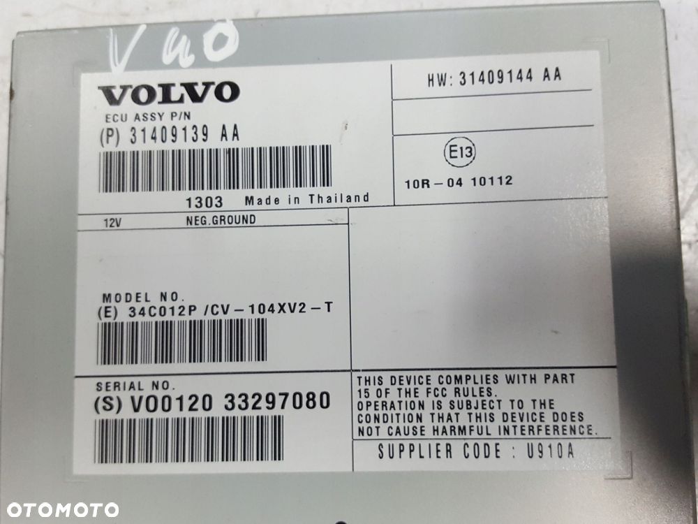 VOLVO V40 II 2 12-16r WZMACNIACZ RADIA AUDIO 31409139AA - 3