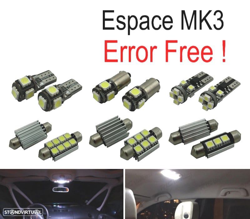 KIT COMPLETO 10 LAMPADAS LED INTERIOR PARA RENAULT ESPACE 3 III MK3 97-02 - 1