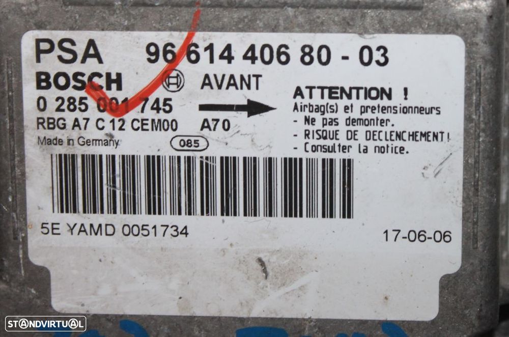 Centralina de Airbag Peugeot 207 de 2007 - 2