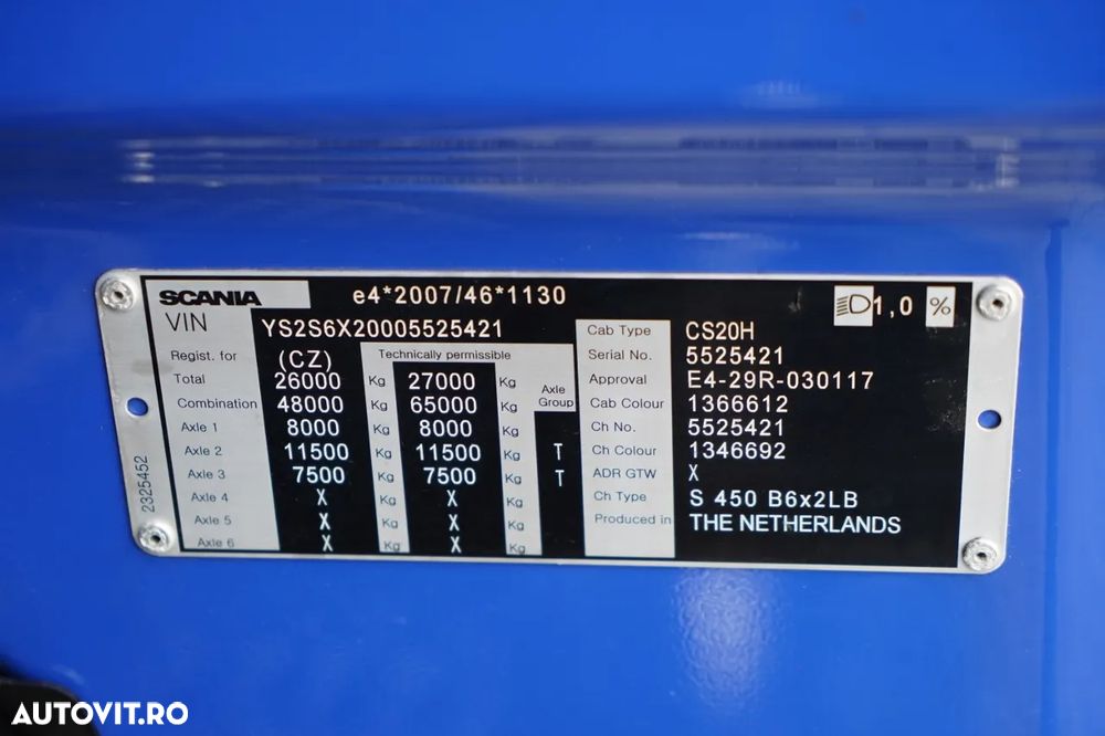 Scania S 450 / SOLO / CORTINĂ / 6x2 / ACOPERIȘ RIDICABIL / PUNȚĂ RIDICABILĂ / - 37