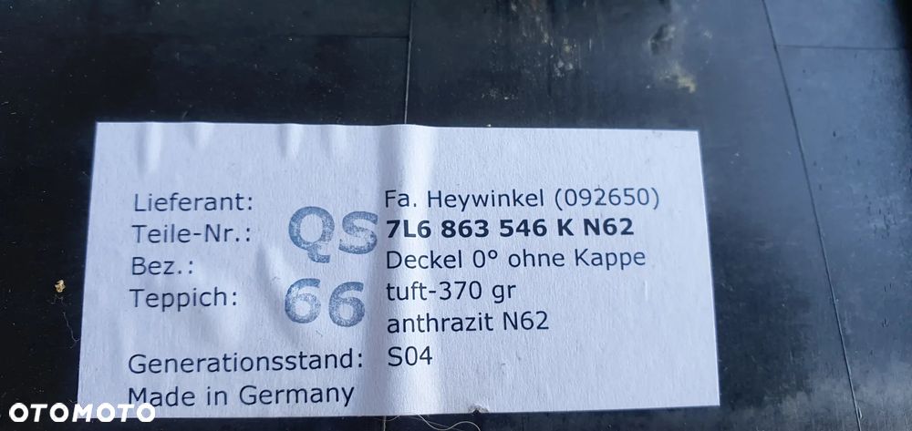 Podłoga wykładzina bagażnika dywan VW Touareg 7L6863546K - 4