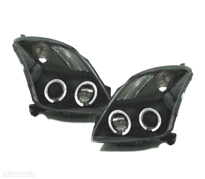 FARÓIS ANGEL EYES SUZUKI SWIFT 05-10 PRETO - 1