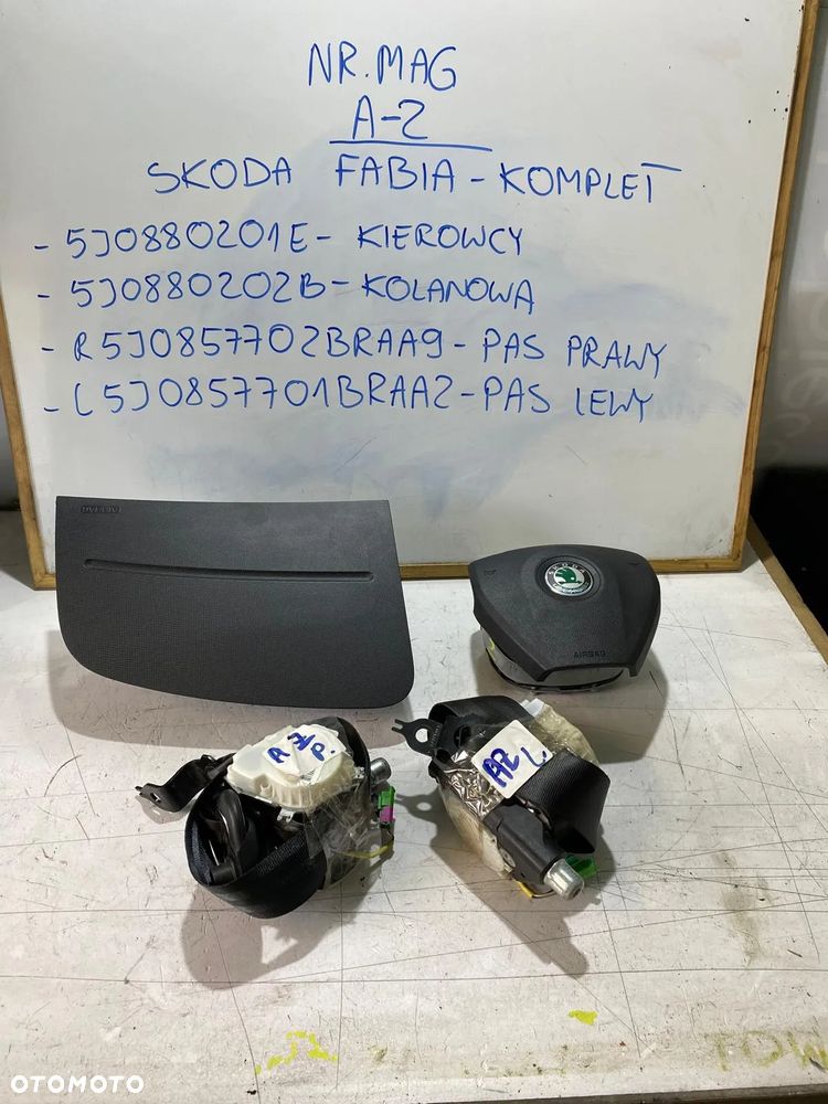 PODUSZKA AIRBAG KIEROWCY PASAŻERA PAS LEWY PRAWY SKODA FABIA II 5J0880201E 5J0880202B 5J0857702B 5J0857701B - 1