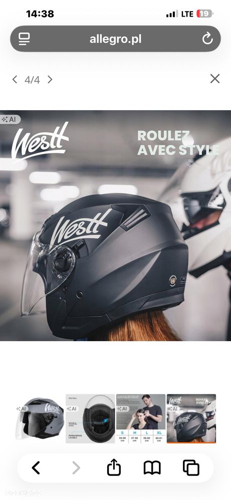 Kask motocyklowy nowy rozmiar M -57/58