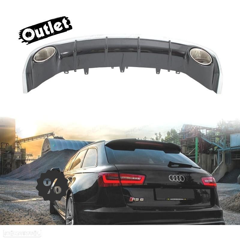 C030101C1 DIFUSOR TRASEIRO PARA AUDI A6 4G 15-18 LOOK RS + PONTEIRAS ESCAPE - 1