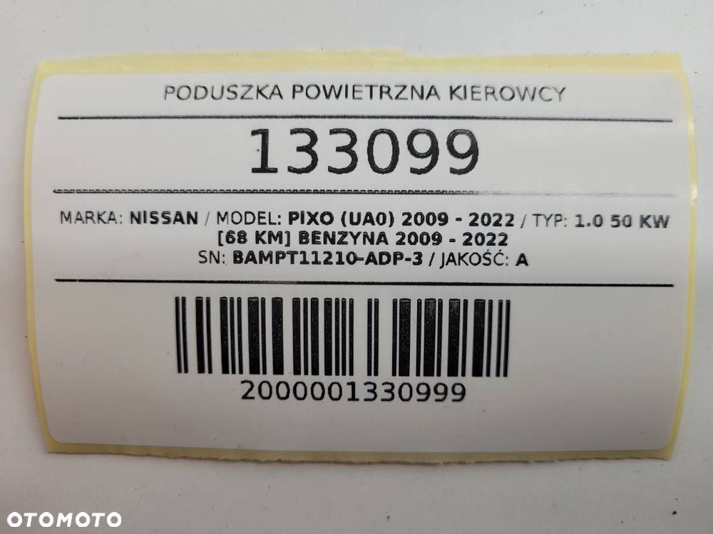 PODUSZKA POWIETRZNA KIEROWCY NISSAN PIXO 2010 EUROPA - 7