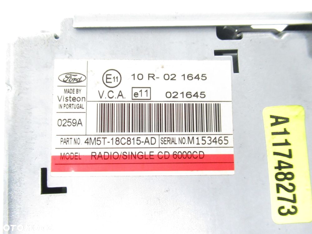 RADIO FORD FOCUS MK2 II 4M5T18C815AD + KOD - 4