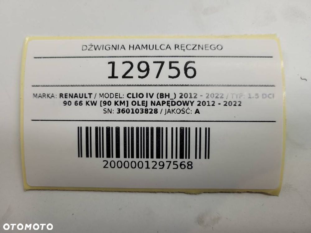 DŹWIGNIA HAMULCA RĘCZNEGO RENAULT CLIO IV 360103828 - 9