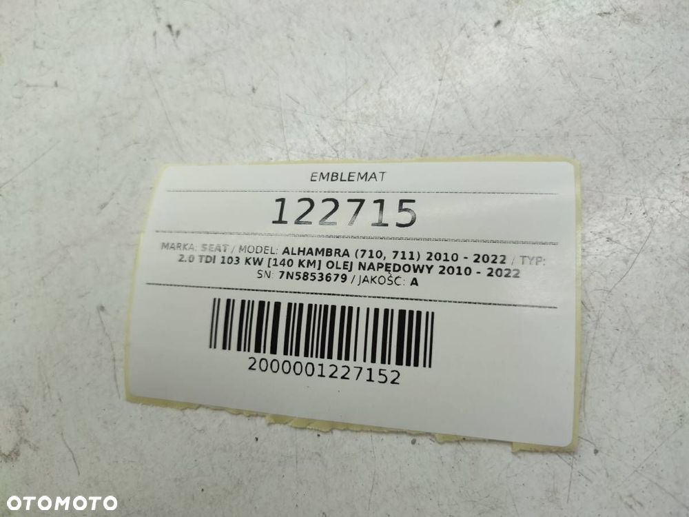 EMBLEMAT ZNACZEK 7N5853679 SEAT ALHAMBRA II 7N - 4