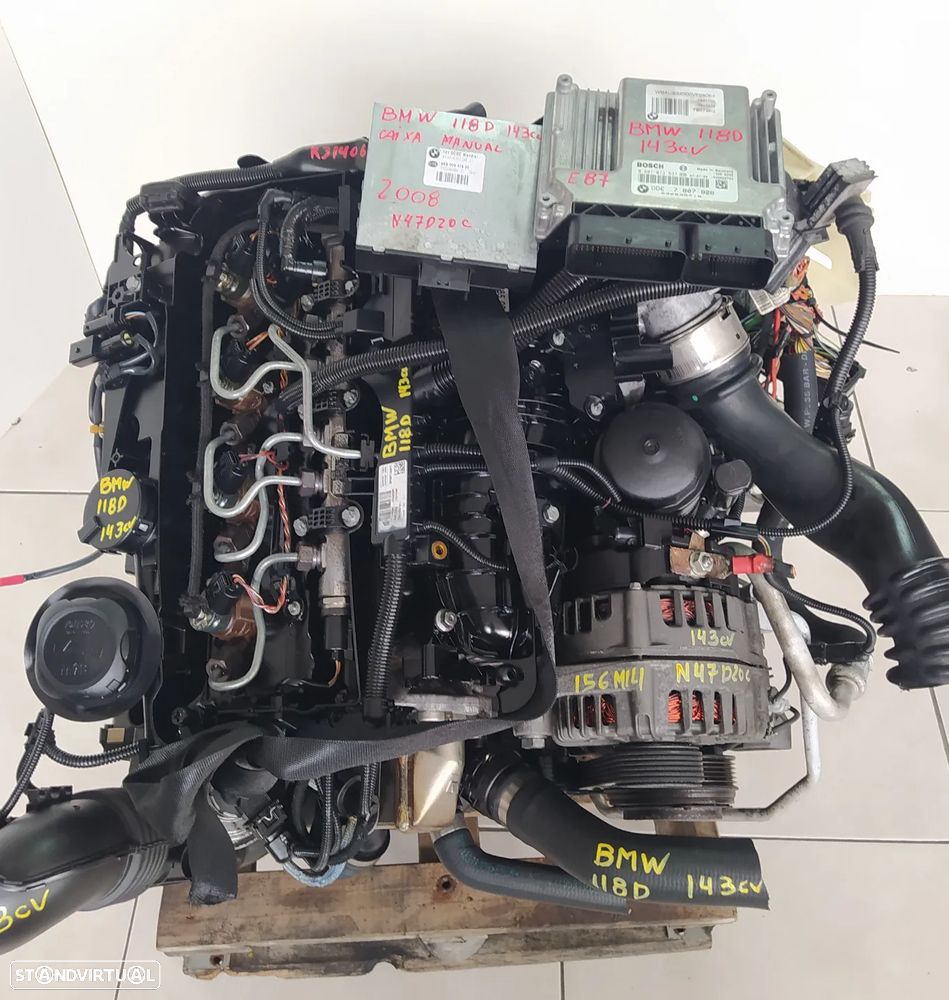 Motor BMW 118D 143cv E87 E90 2008 N47D20C caixa 6 velocidades CBB