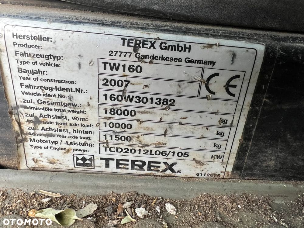 Terex TW160 * Koparka Kołowa Terex TW 160 * 18 Ton * Klimatyzacja * Stan Bardzo Dobry * - 18