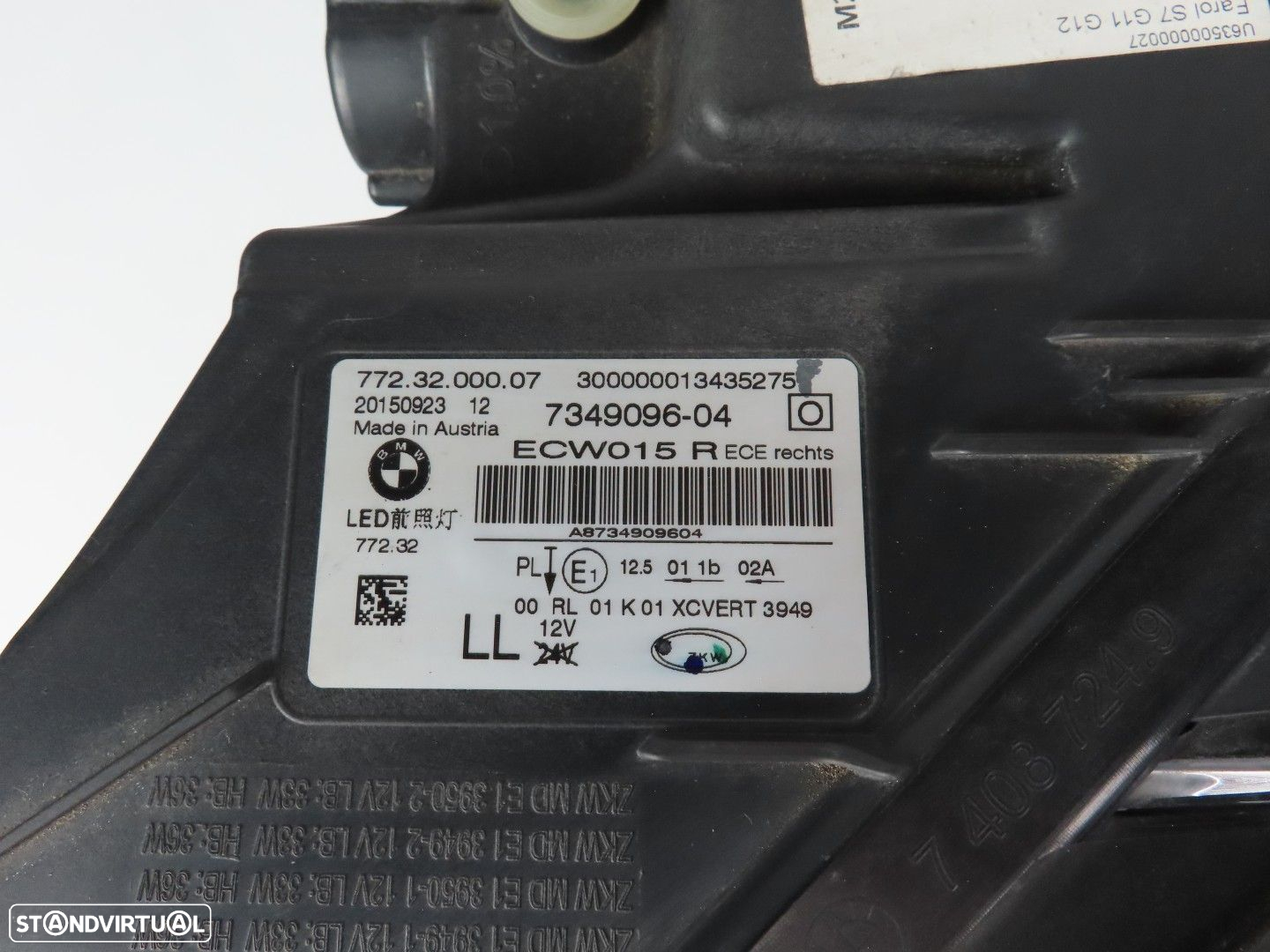 Conjunto Faróis LED  AHL Direcionais Usado / Original BMW 7 (G11, G12) 631174087... - 8