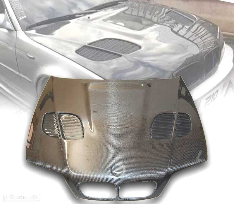 CAPÔ BMW E46 02-06 LOOK M3 GTR C/ ENTRADA DE AR CARBONO - 1