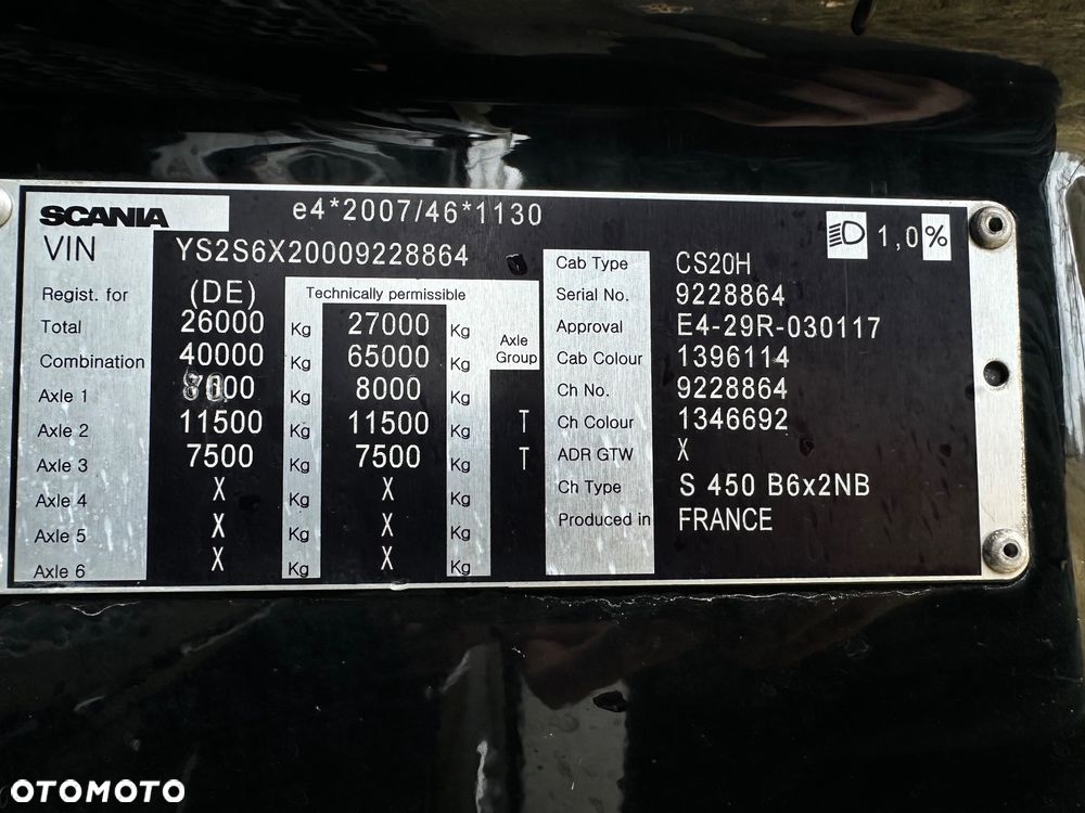 Scania S450 6x2 Rama Rozstaw 5m Poduszki przód Bogata Opcja Laweta BDF - 34
