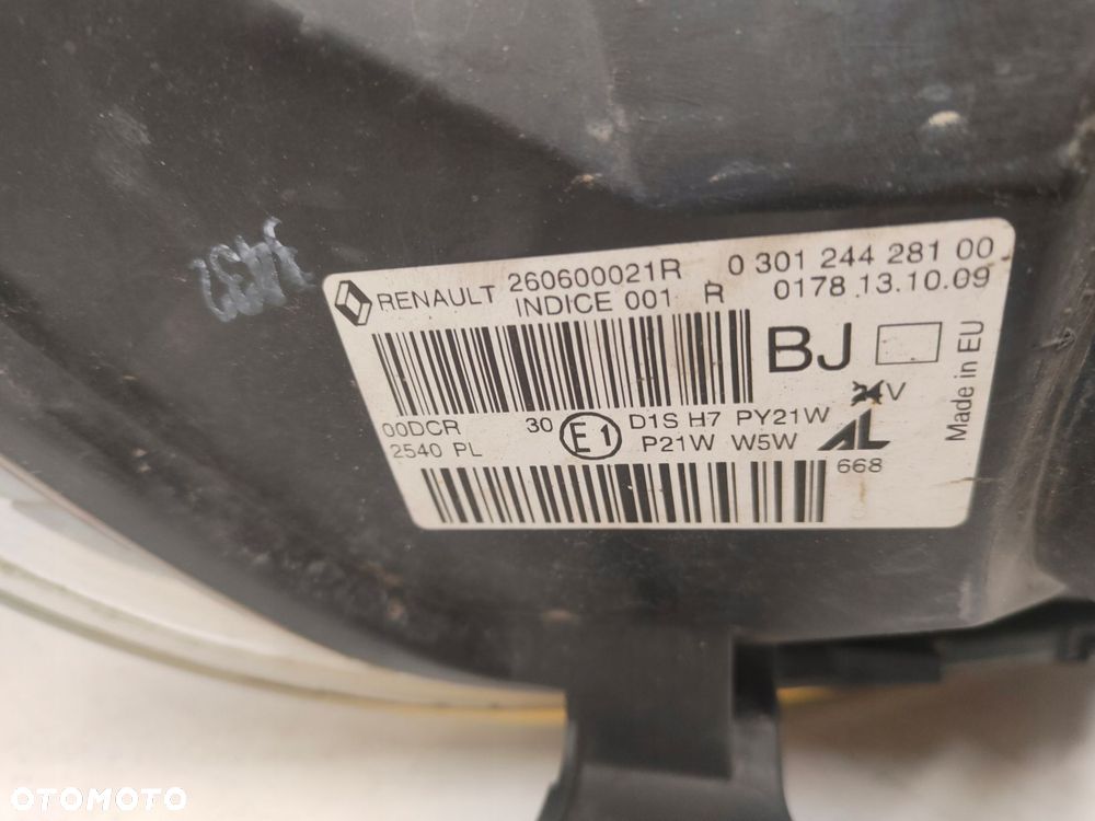 renaut megane iii xenon komplet lamp przód 26010002r, 260600021r - 10
