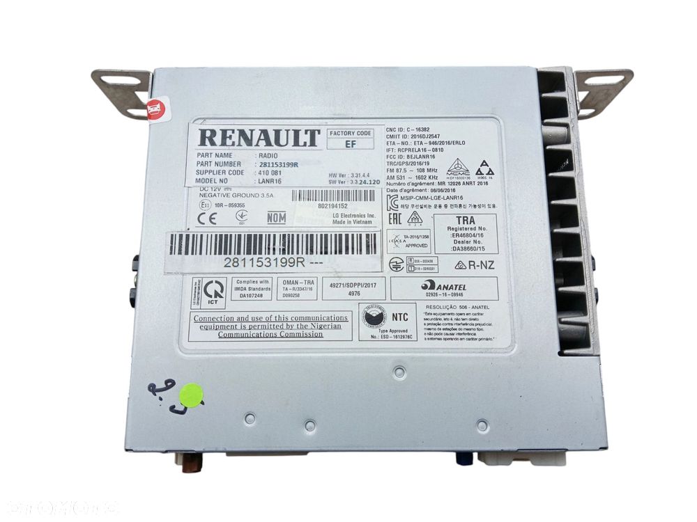 RADIO NAWIGACJA GPS RENAULT KADJAR (2015-2018) 1.2 TCE 130KM 281153199R - 2