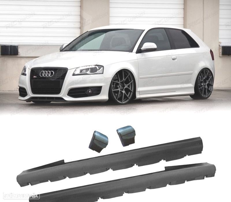 EMBALADEIRAS LATERAIS AUDI A3 8P 03-11 3 PORTAS LOOK S3 - 1
