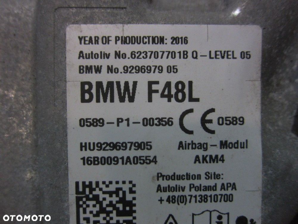 BMW X1 F48 F39 F45 F40 PODUSZKA KOLANOWA AIRBAG KIEROWCY USA 72129302311 - 6
