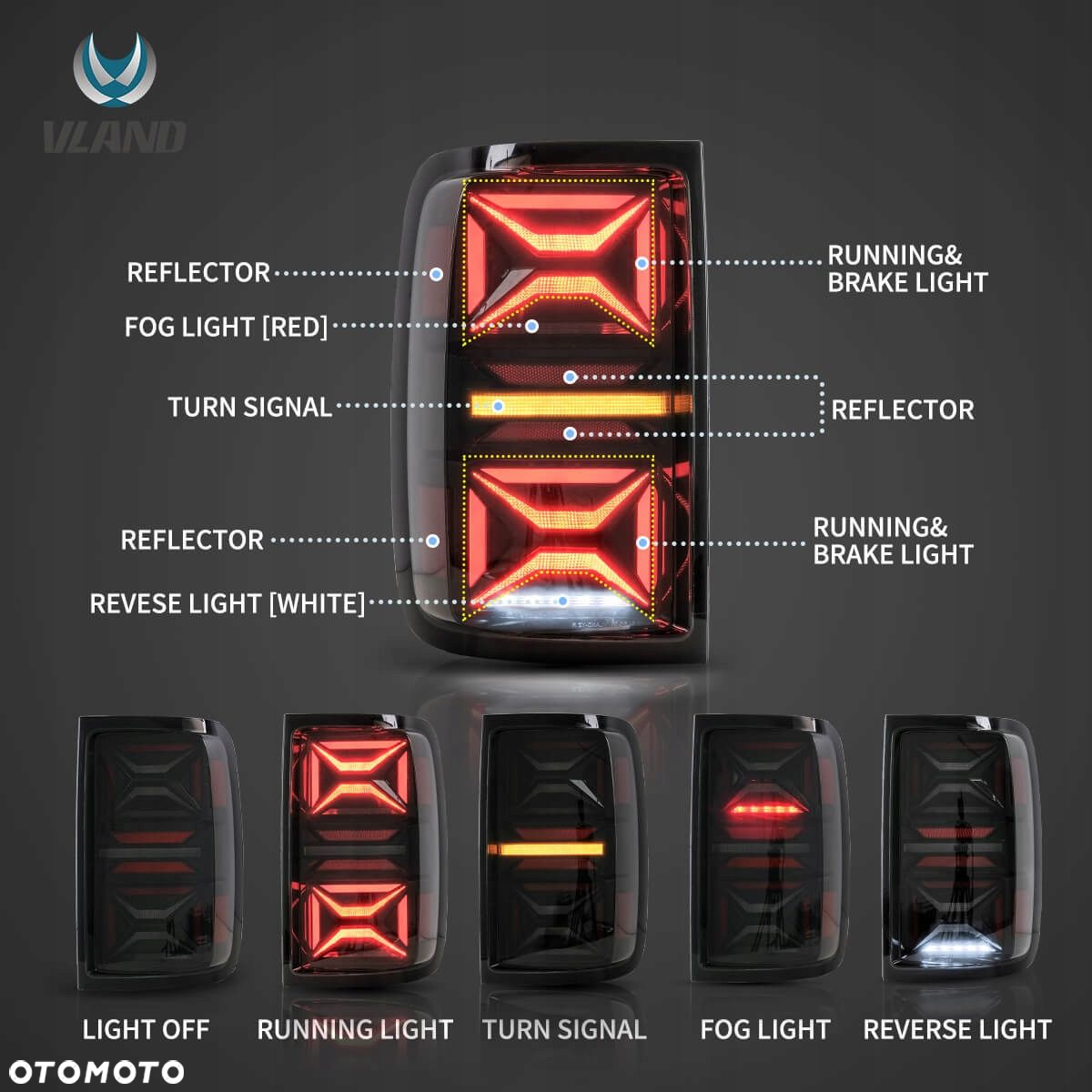 Lampy tyl ne kpl Vland Full Led Neon Diody Tuning VW Amarok 2h 2h1 2010-23 - 7
