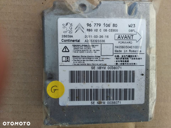 Peugeot 508 Citroen sensor sterownik airbag 9677910680