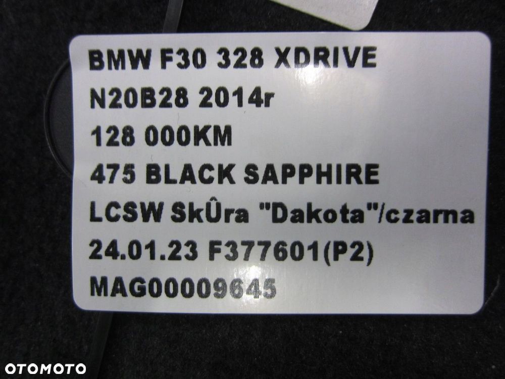 BMW F30 WYKŁADZINA PODŁOGOWA TYLNA DYWAN 7267437 - 4