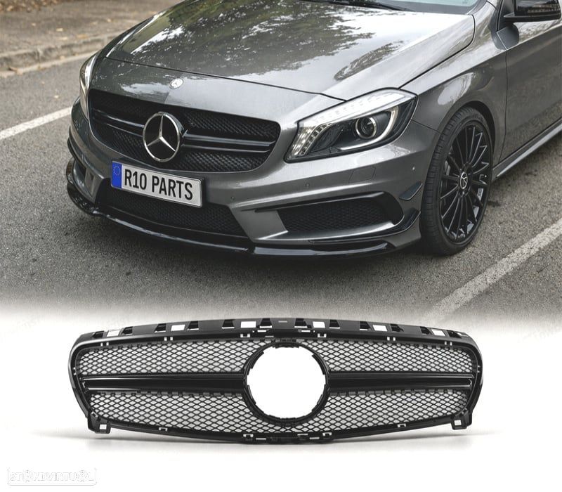 GRELHA FRONTAL MERCEDES CLASE A W17612-15 LOOK AMG A45 PRETO BRILHANTE - 1