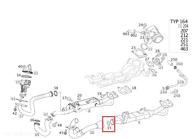 MERCEDES M276 OM642 Uszczelka oring rury EGR - 2