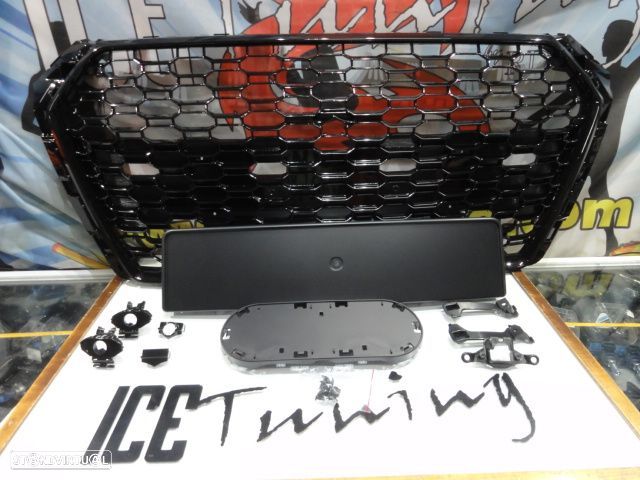 Grelha frontal AUDI A4/S4 B9 15-19 RS4 look com suporte para símbolo em preto brilhante - 1