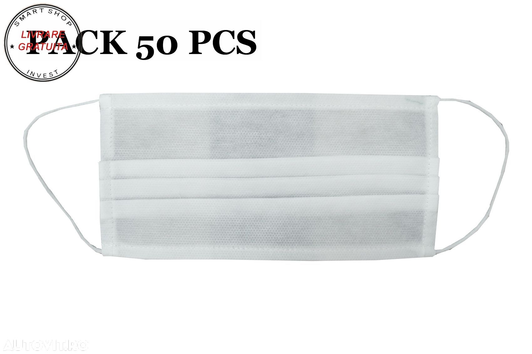 Pachet 50 bucati MASCA de protectie cu pliuri din POLIPROPILENA 100% 2 Straturi Un- livrare gratuita - 1