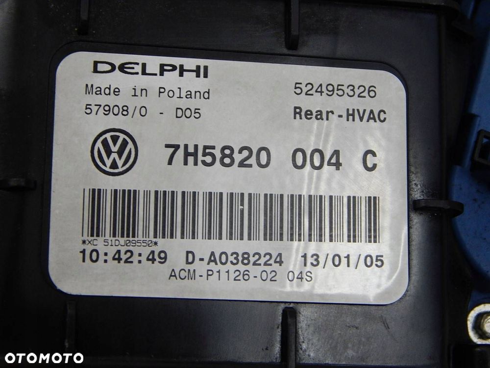 vw t5 multivan nagrzewnica dmuchawa tył tylna 7h5820004c - 4