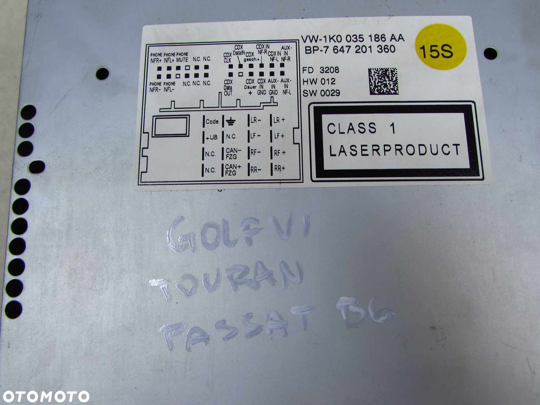 VW PASSAT B6 GOLF VI TOURAN RADIO CD 1K0035186AA 7647201360 - 6