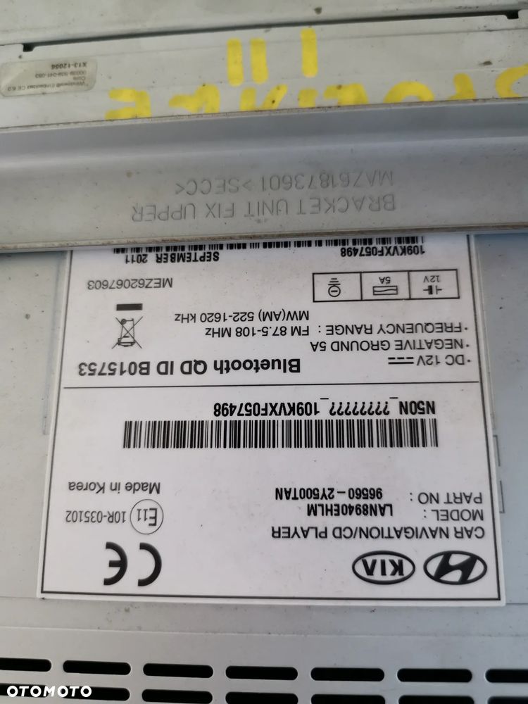 Hyundai IX35 Radio CD Z Nawigacją 96560 - 2Y500TAN - 6