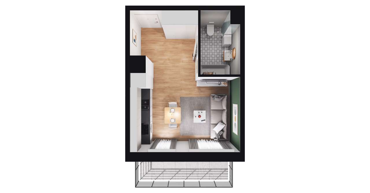 1-pokojowe mieszkanie 25m2 + loggia Bez Prowizji