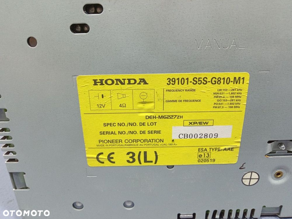 HONDA CIVIC VII RADIO CD FABRYCZNE OEM 39101-S5S-G810 - 5