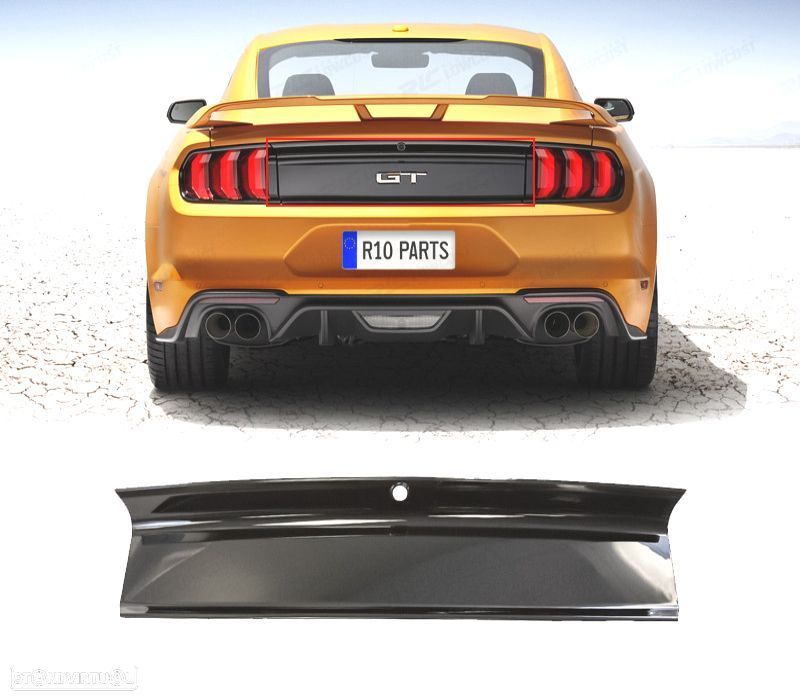TAMPA DO PORTA-MALAS FORD MUSTANG 15-23 LOOK GT PRETO BRILHANTE - 1